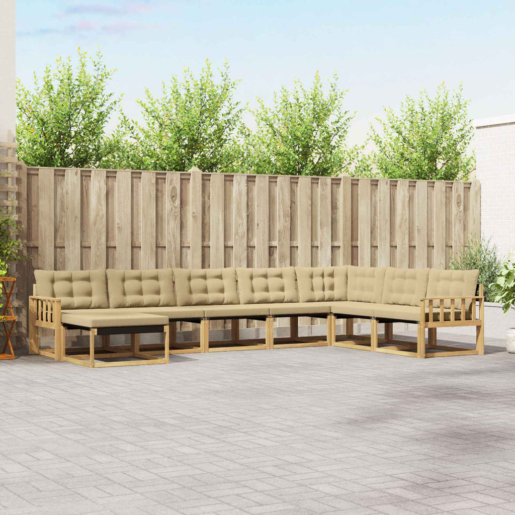 Outdoor-Sofagarnitur mit Kissen 8 pcs Weiß und Beige