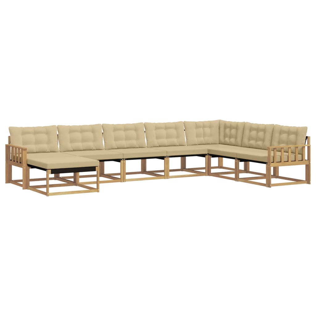Outdoor-Sofagarnitur mit Kissen 8 pcs Weiß und Beige