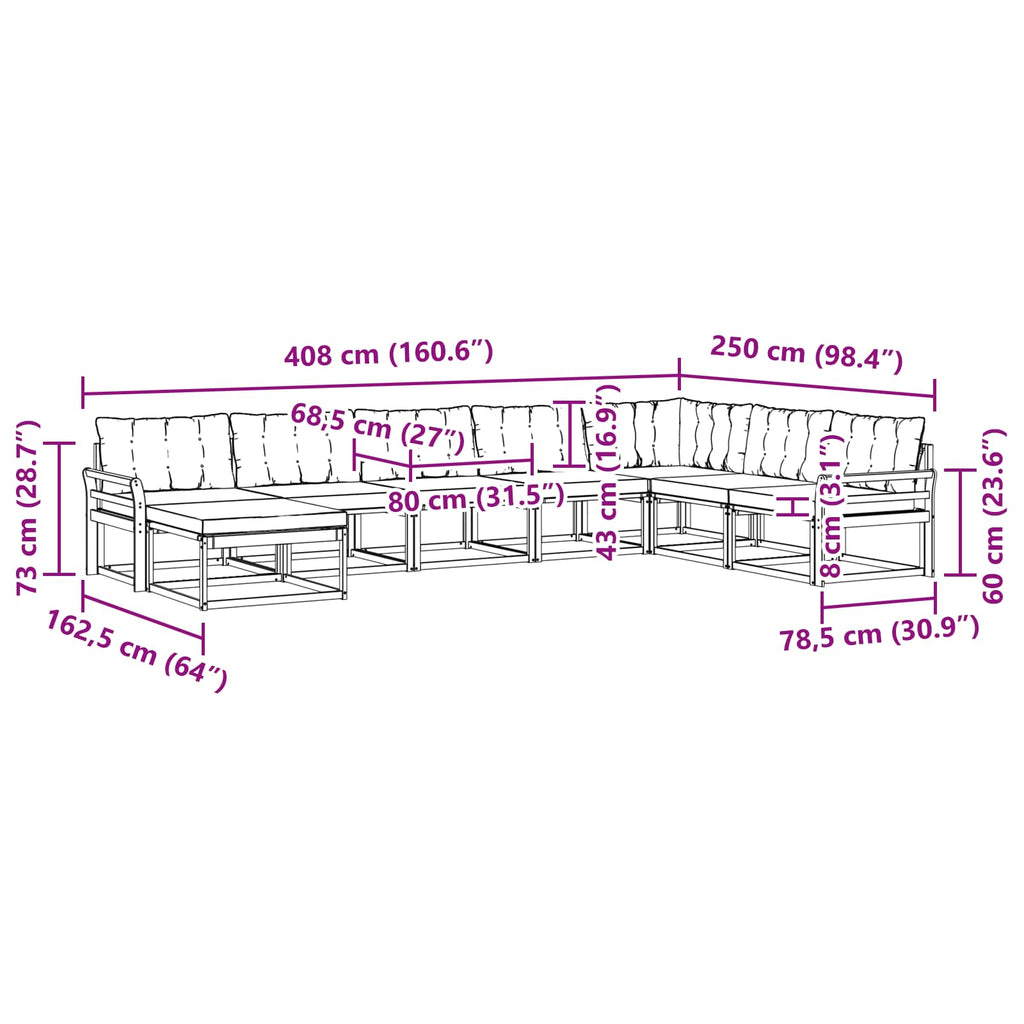 Outdoor-Sofagarnitur mit Kissen 8 pcs Weiß und Schwarz