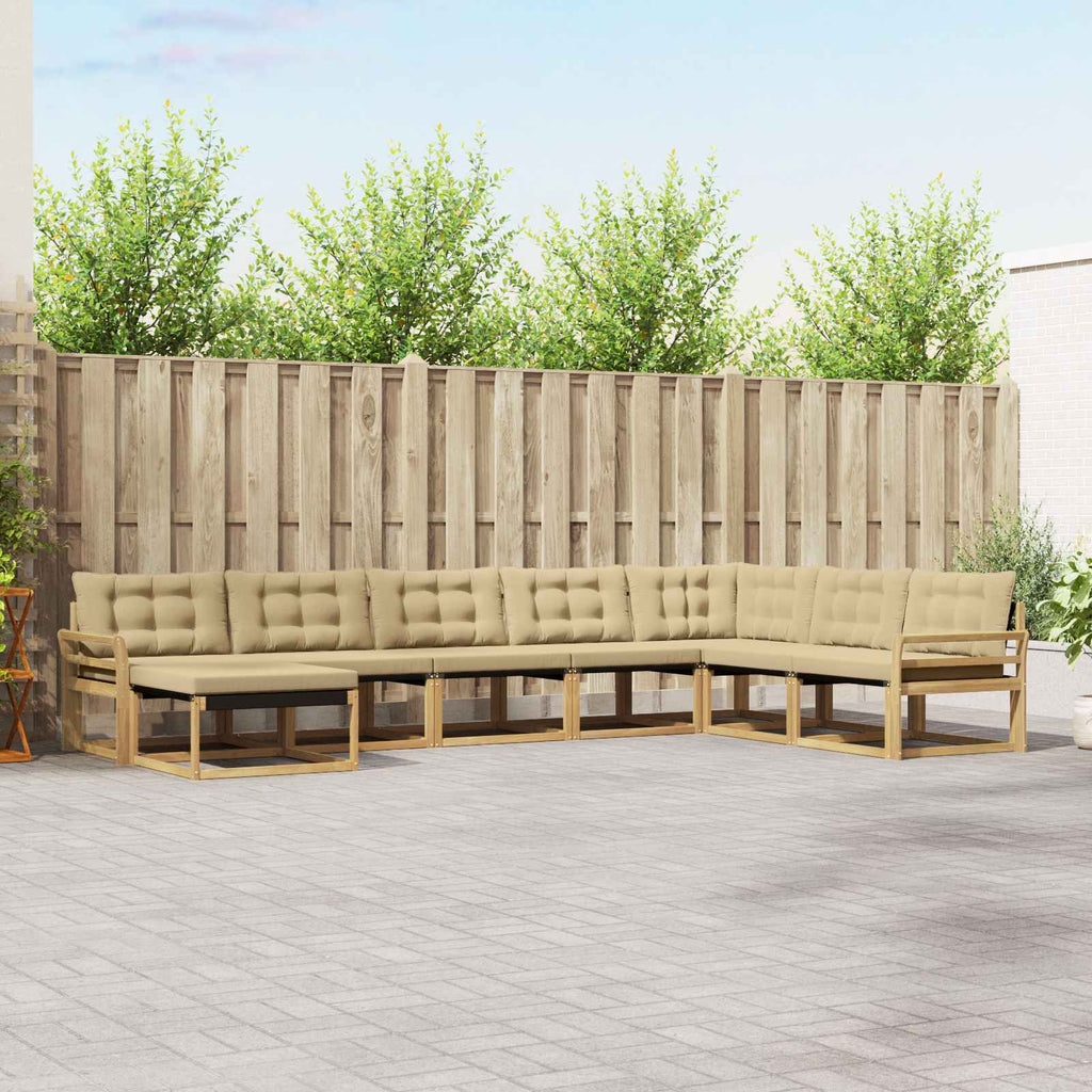 Outdoor-Sofagarnitur mit Kissen 8 pcs Weiß und Beige