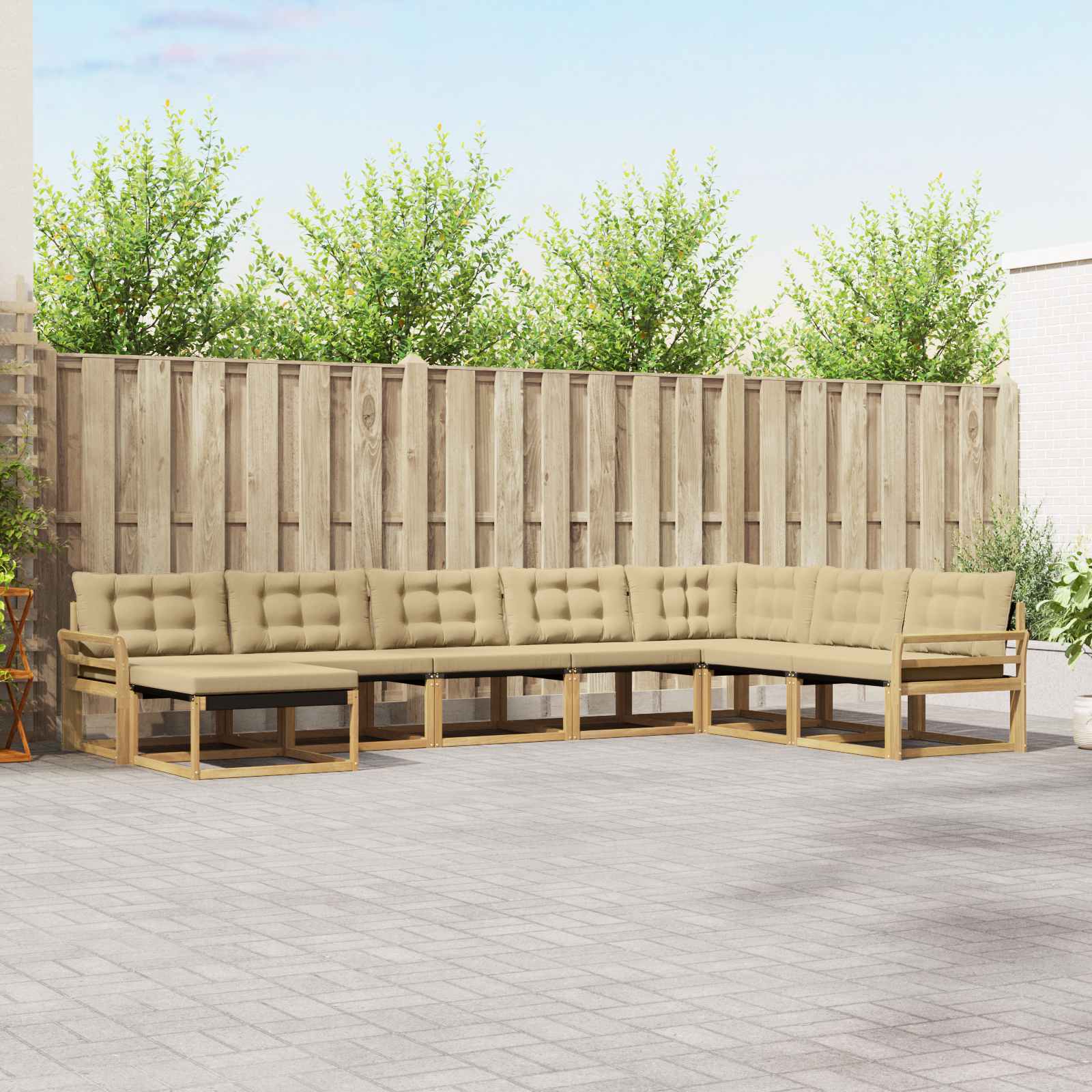 Outdoor-Sofagarnitur mit Kissen 8 pcs Weiß und Beige