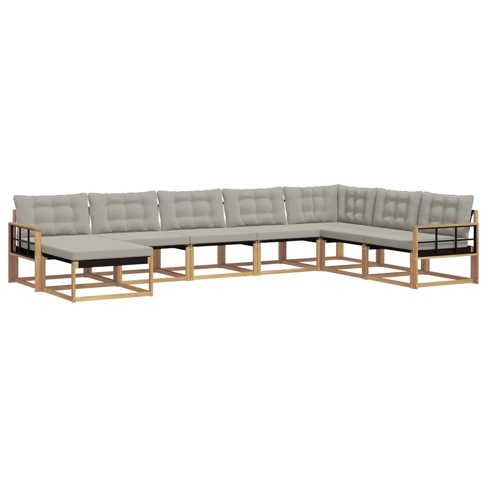 Outdoor-Sofagarnitur 8 pcs Weiß und Hellgrau