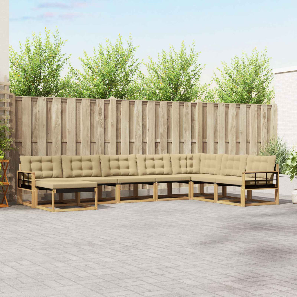 Outdoor-Sofagarnitur mit Kissen 8 pcs Weiß und Beige