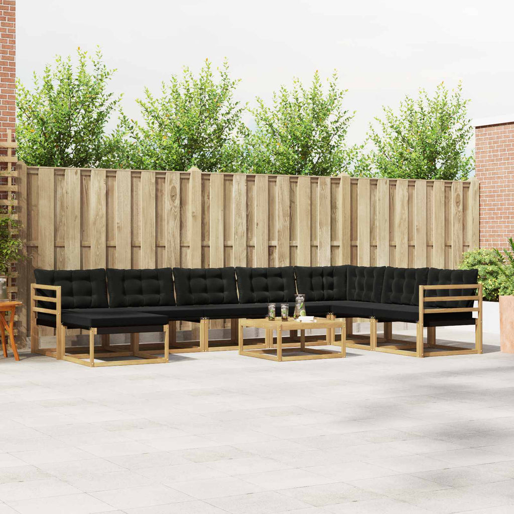 Outdoor-Sofagarnitur 9 pcs Weiß und Schwarz Massivholz Akazie