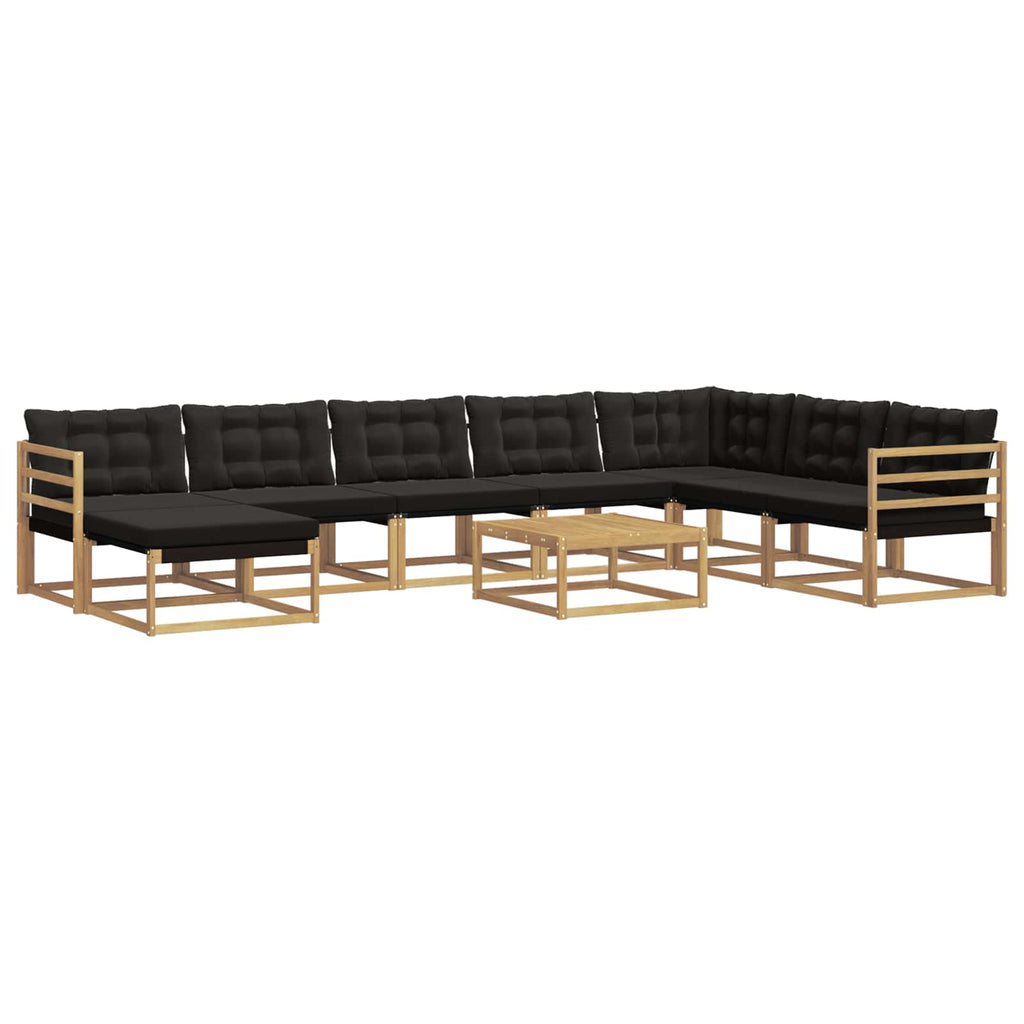 Outdoor-Sofagarnitur 9 pcs Weiß und Schwarz Massivholz Akazie