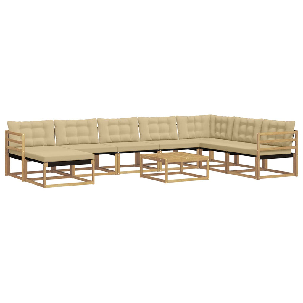 Outdoor-Sofagarnitur 9 pcs Weiß und Beige Massivholz Akazie