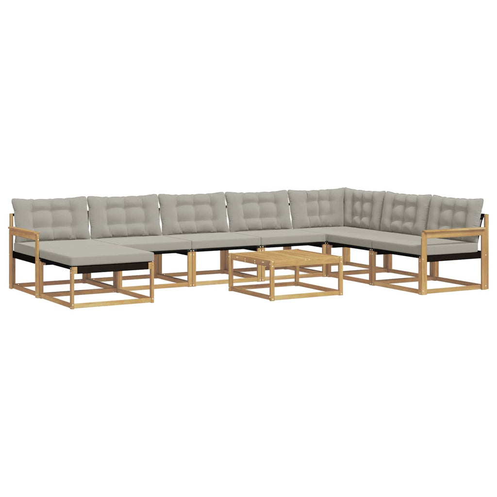 Outdoor-Sofagarnitur 9 pcs Weiß und Hellgrau Massivholz Akazie