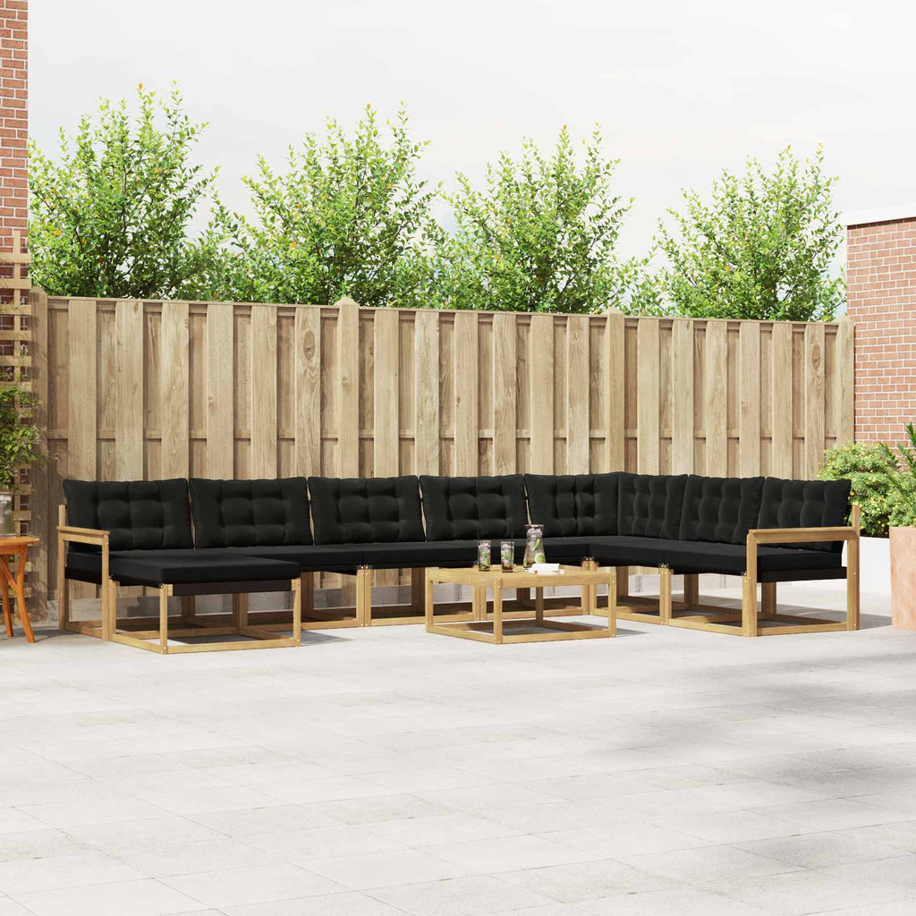 Outdoor-Sofagarnitur 9 pcs Weiß und Schwarz Massivholz Akazie