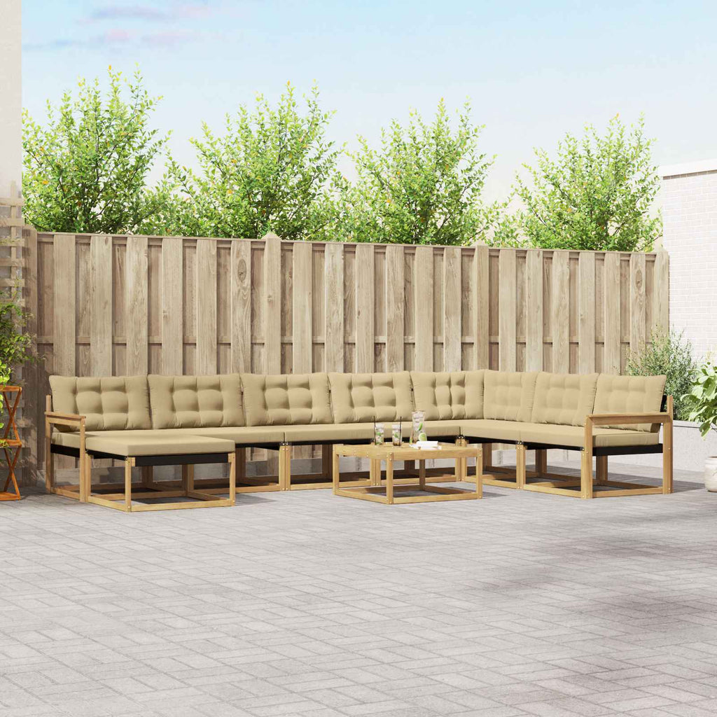 Outdoor-Sofagarnitur 9 pcs Weiß und Beige Massivholz Akazie