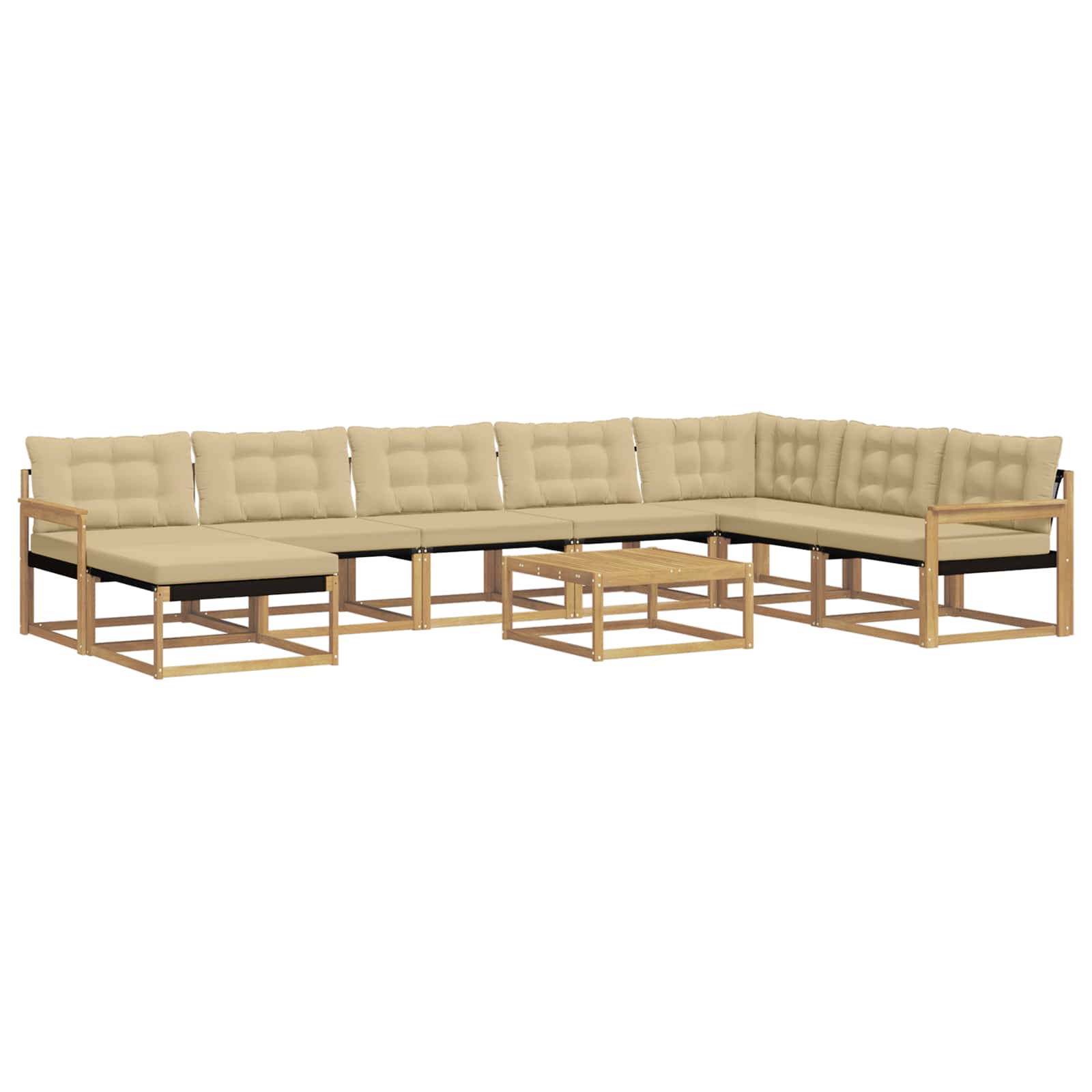 Outdoor-Sofagarnitur 9 pcs Weiß und Beige Massivholz Akazie