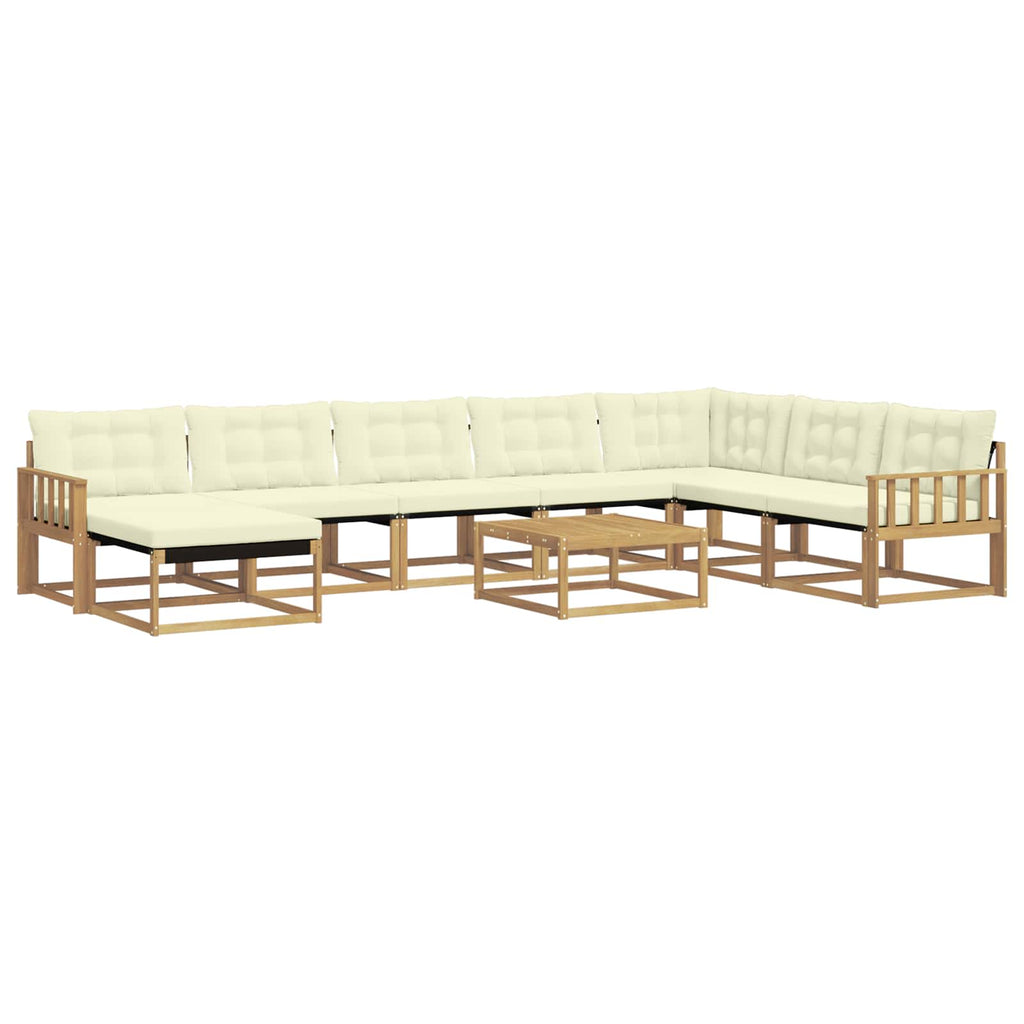 Outdoor-Sofagarnitur 9 pcs Weiß und Creme Massivholz Akazie
