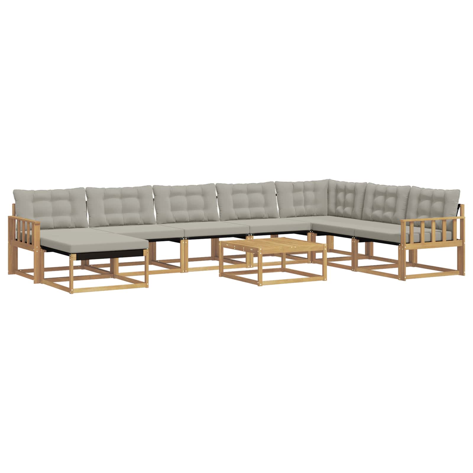 Outdoor-Sofagarnitur 9 pcs Weiß und Hellgrau Massivholz Akazie