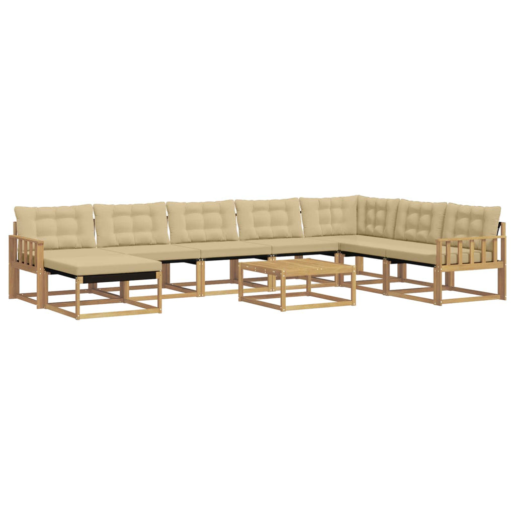 Outdoor-Sofagarnitur 9 pcs Weiß und Beige Massivholz Akazie