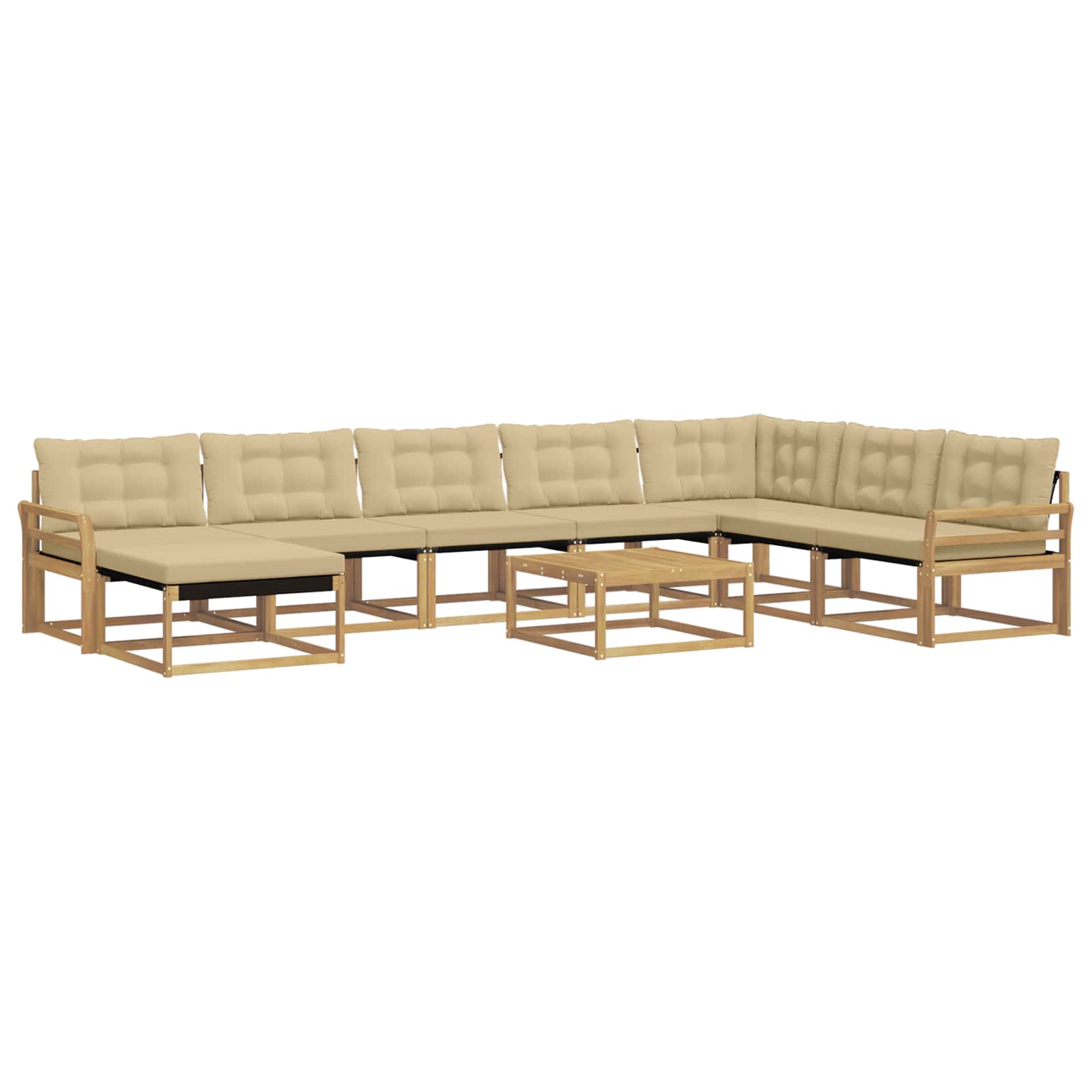 Outdoor-Sofagarnitur 9 pcs Weiß und Beige Massivholz Akazie