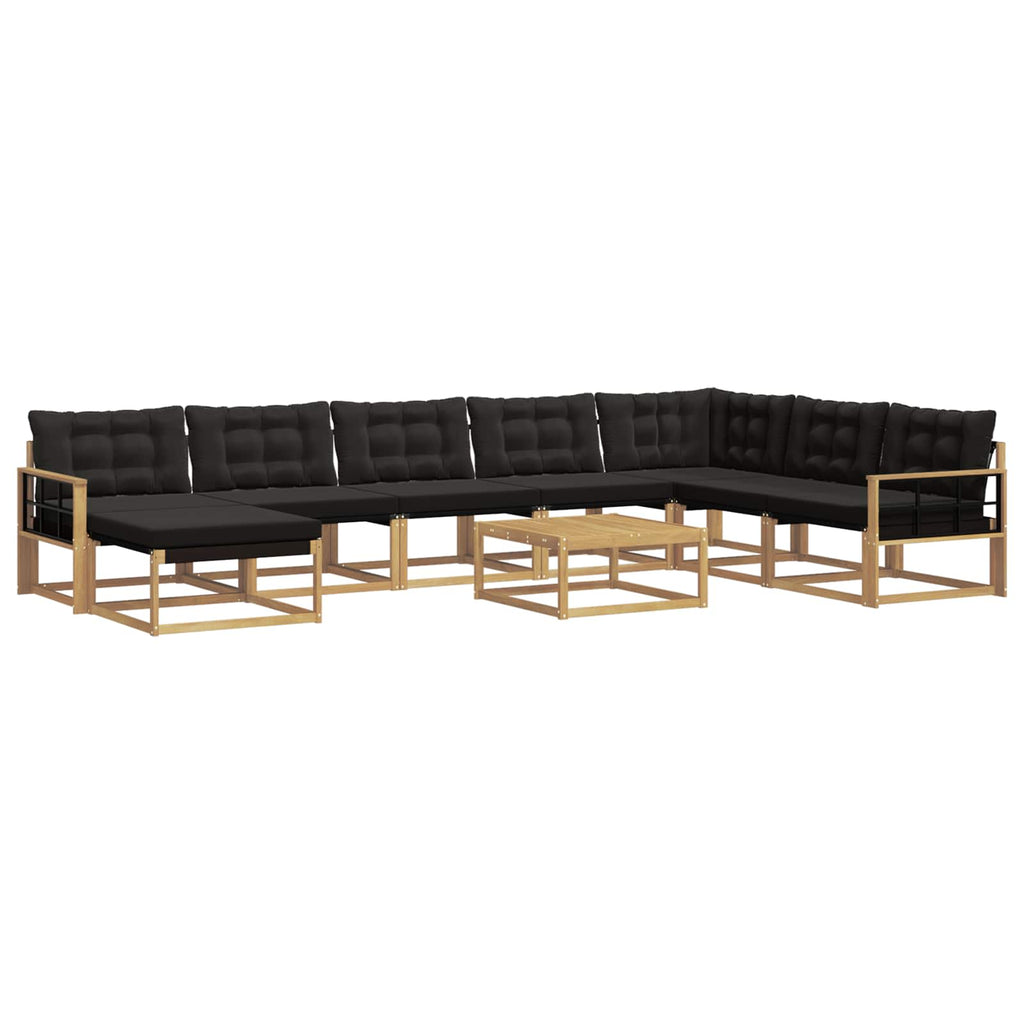 Outdoor-Sofagarnitur 9 pcs Weiß und Schwarz Massivholz Akazie