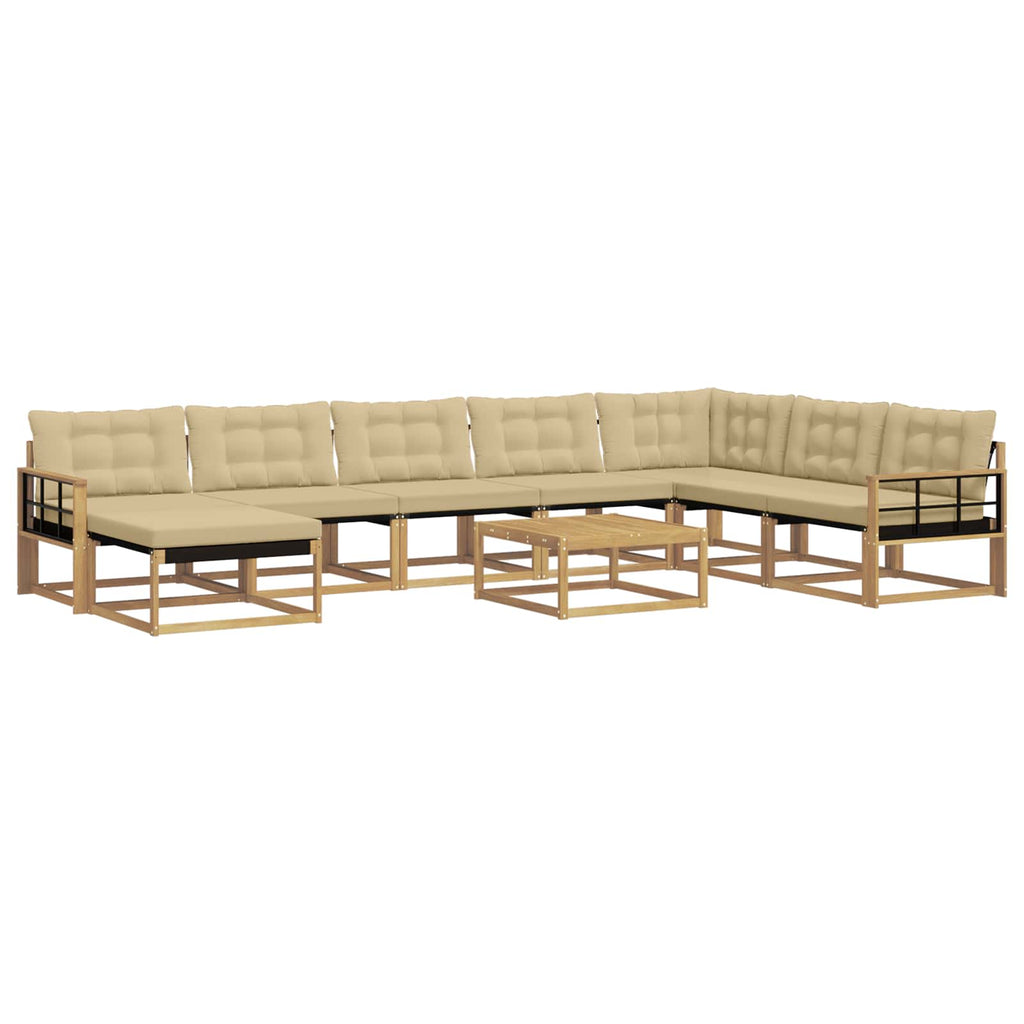 Outdoor-Sofagarnitur 9 pcs Weiß und Beige Massivholz Akazie