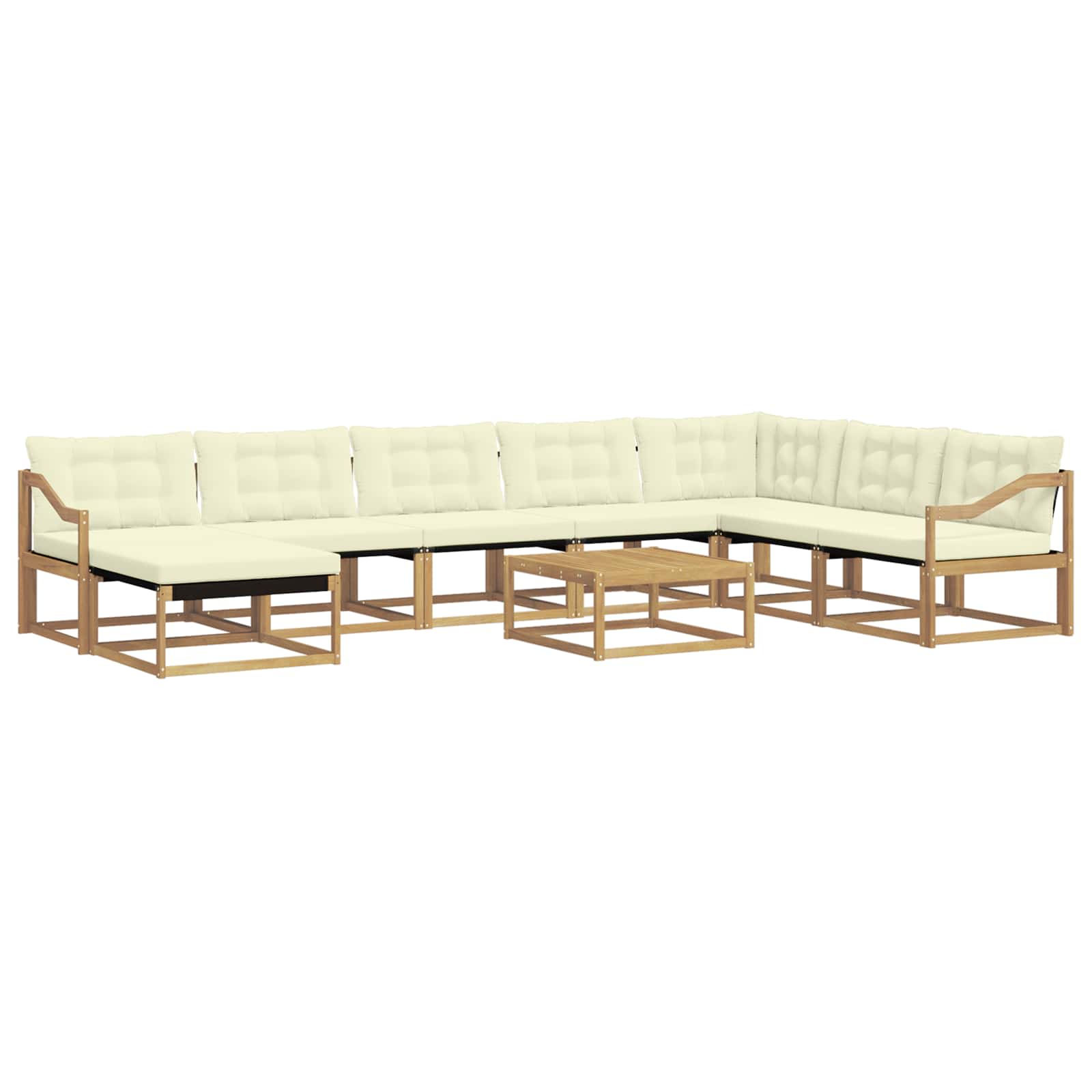 Outdoor-Sofagarnitur 9 pcs Weiß und Creme Massivholz Akazie