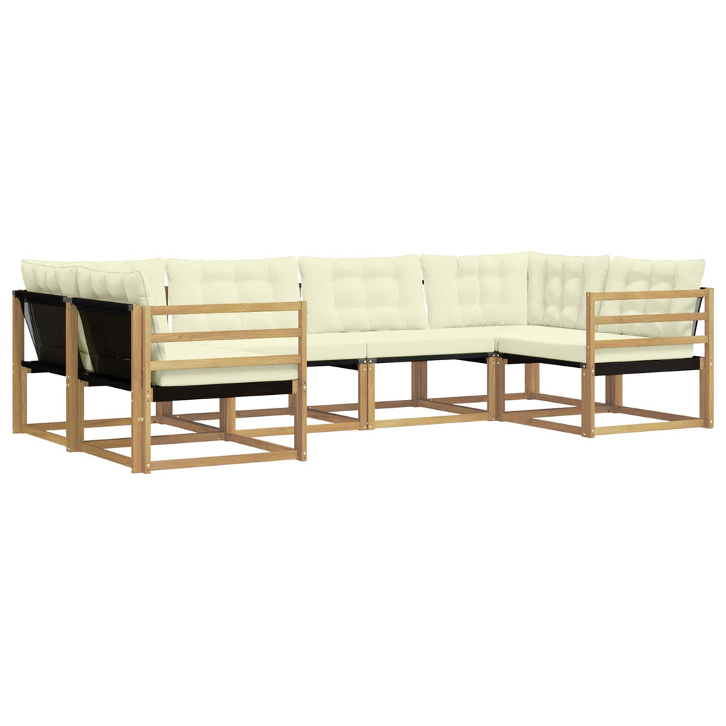 Outdoor-Sofagarnitur mit Kissen 6 pcs Weiß und Creme