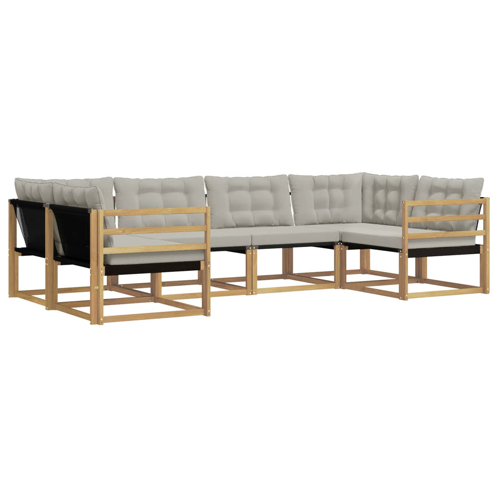 Outdoor-Sofagarnitur mit Kissen 6 pcs Weiß und Hellgrau