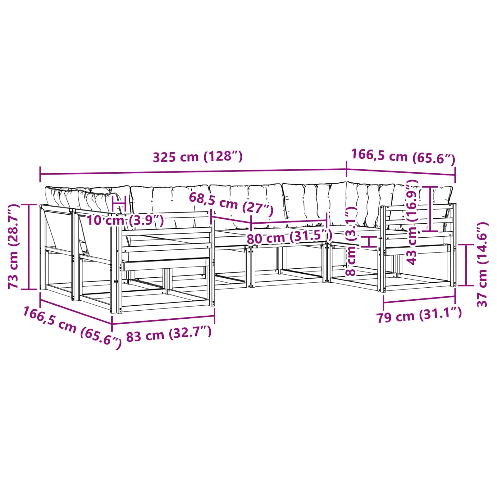 Outdoor-Sofagarnitur mit Kissen 6 pcs Weiß und Hellgrau