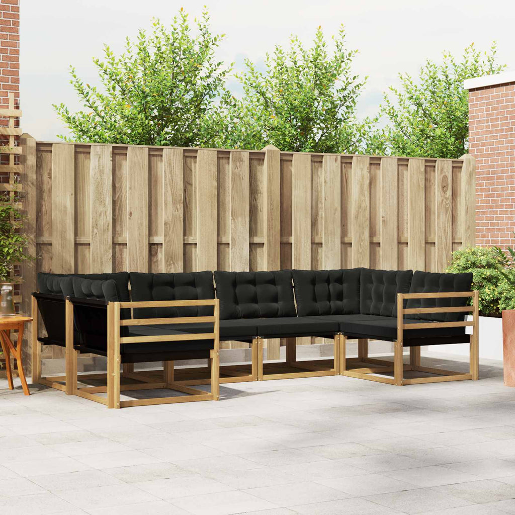 Outdoor-Sofagarnitur mit Kissen 6 pcs Weiß und Schwarz