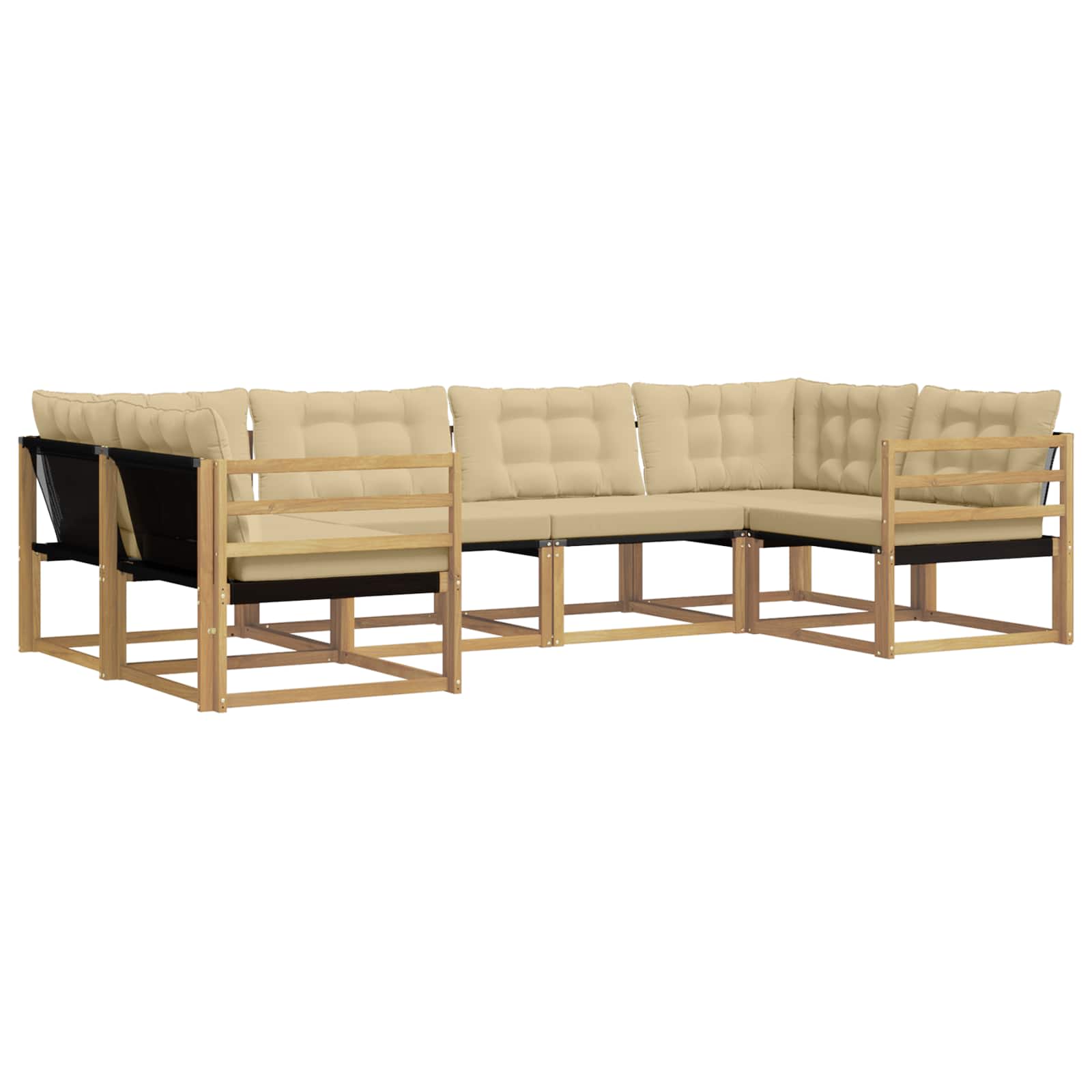 Outdoor-Sofagarnitur mit Kissen 6 pcs Weiß und Beige