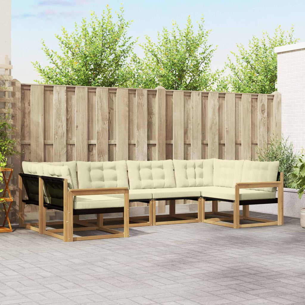 Outdoor-Sofagarnitur mit Kissen 6 pcs Weiß und Creme