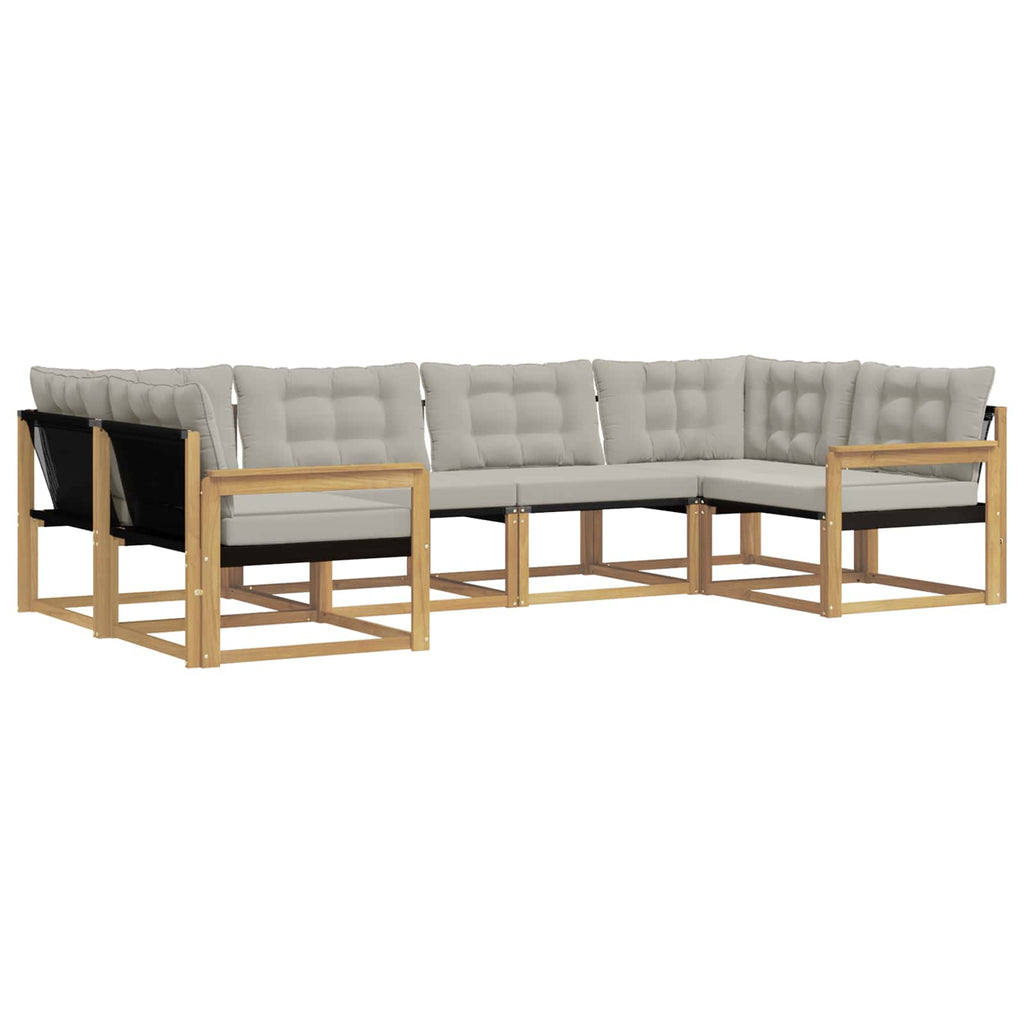 Outdoor-Sofagarnitur mit Kissen 6 pcs Weiß und Hellgrau