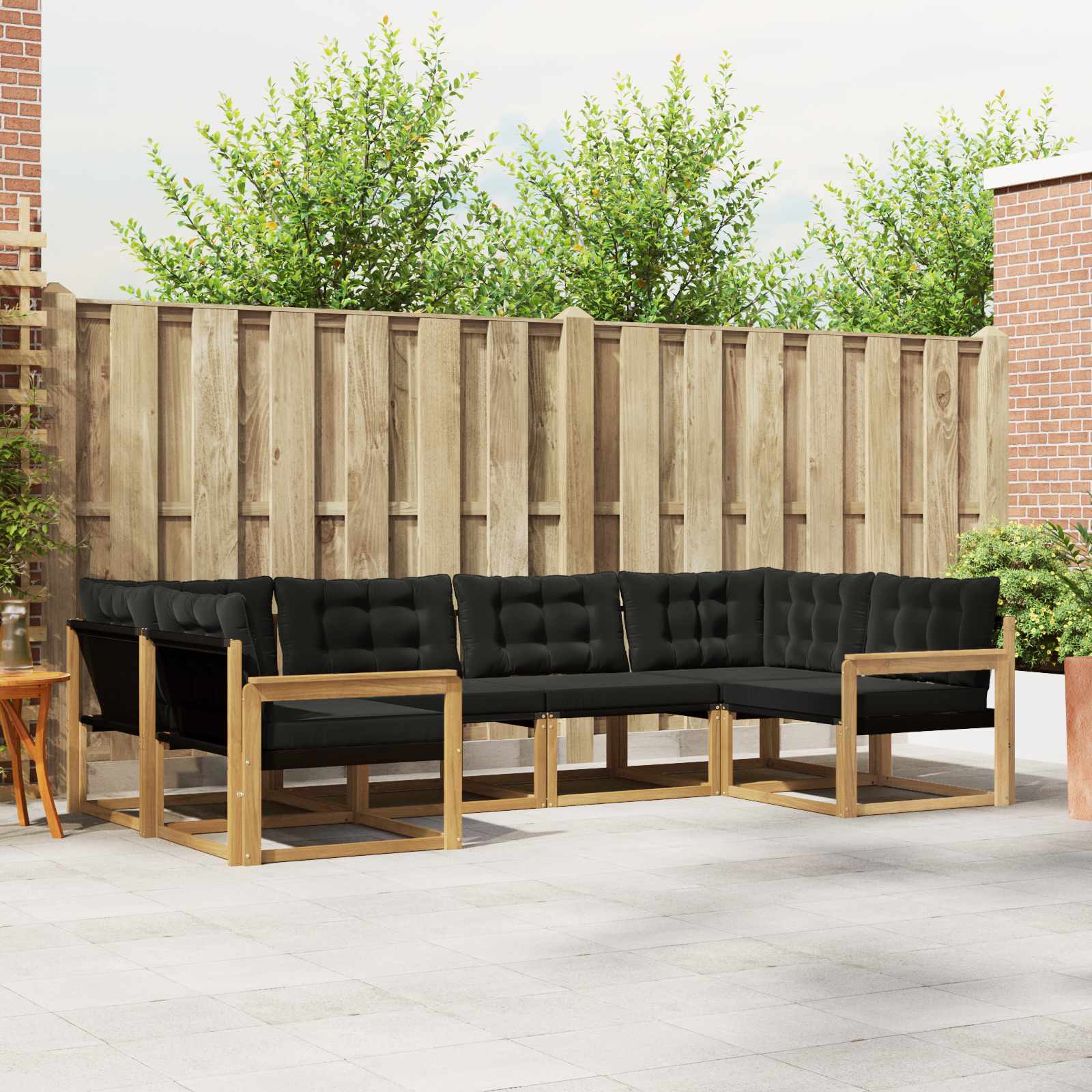 Outdoor-Sofagarnitur mit Kissen 6 pcs Weiß und Schwarz