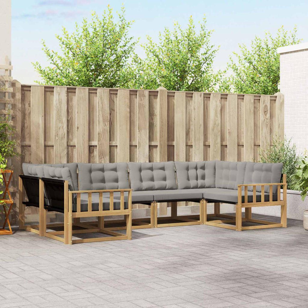 Outdoor-Sofagarnitur mit Kissen 6 pcs Weiß und Hellgrau