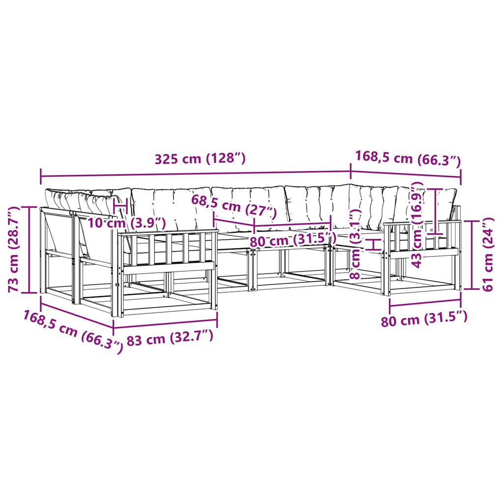 Outdoor-Sofagarnitur mit Kissen 6 pcs Weiß und Schwarz