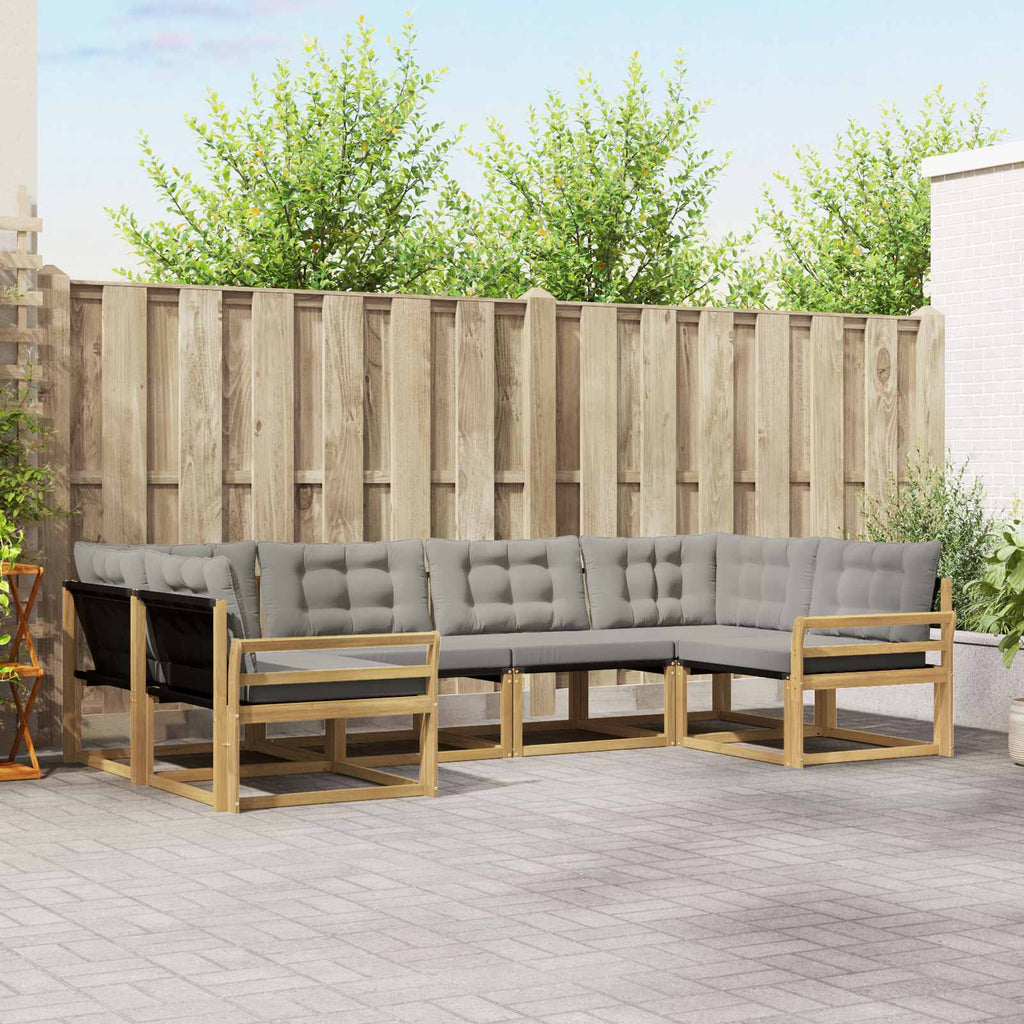 Outdoor-Sofagarnitur mit Kissen 6 pcs Weiß und Hellgrau