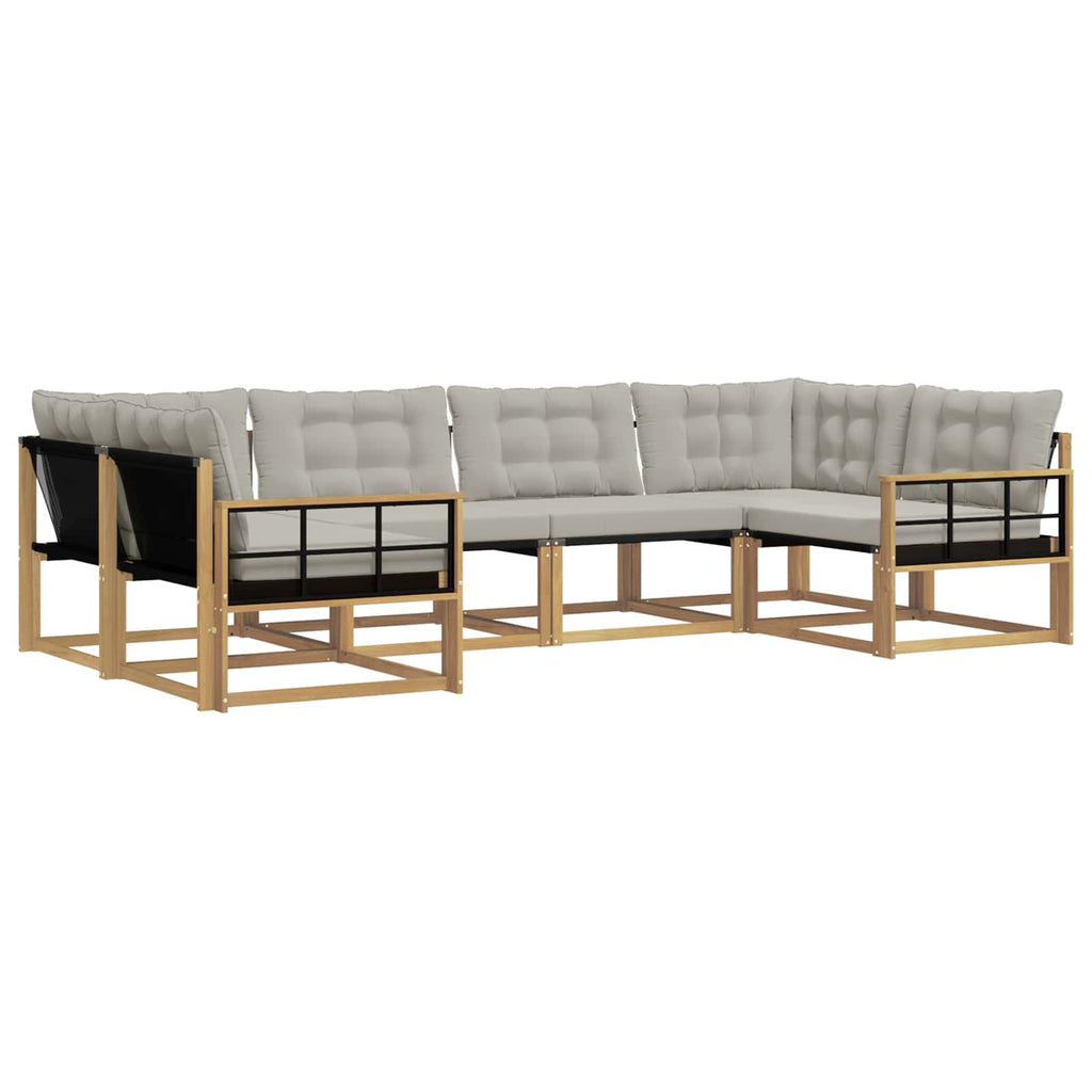 Outdoor-Sofagarnitur mit Kissen 6 pcs Weiß und Hellgrau