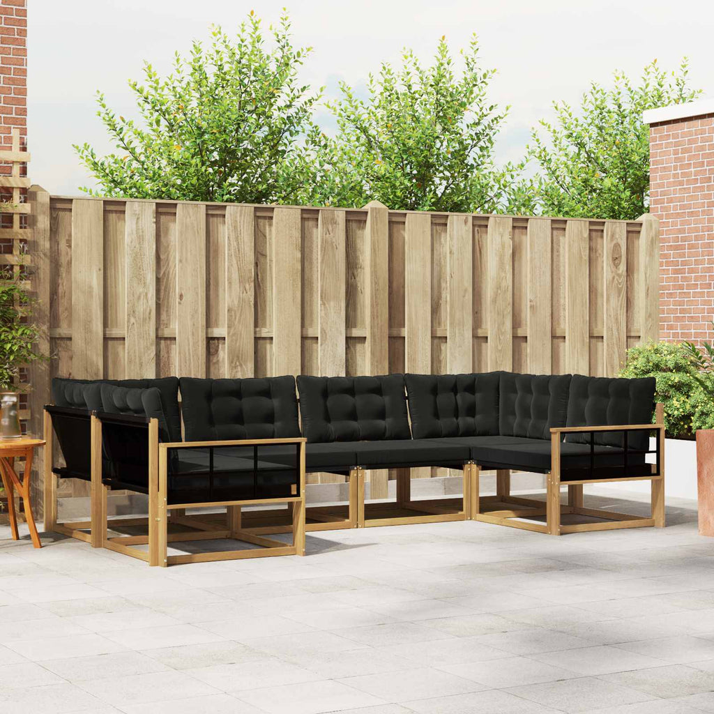 Outdoor-Sofagarnitur mit Kissen 6 pcs Weiß und Schwarz