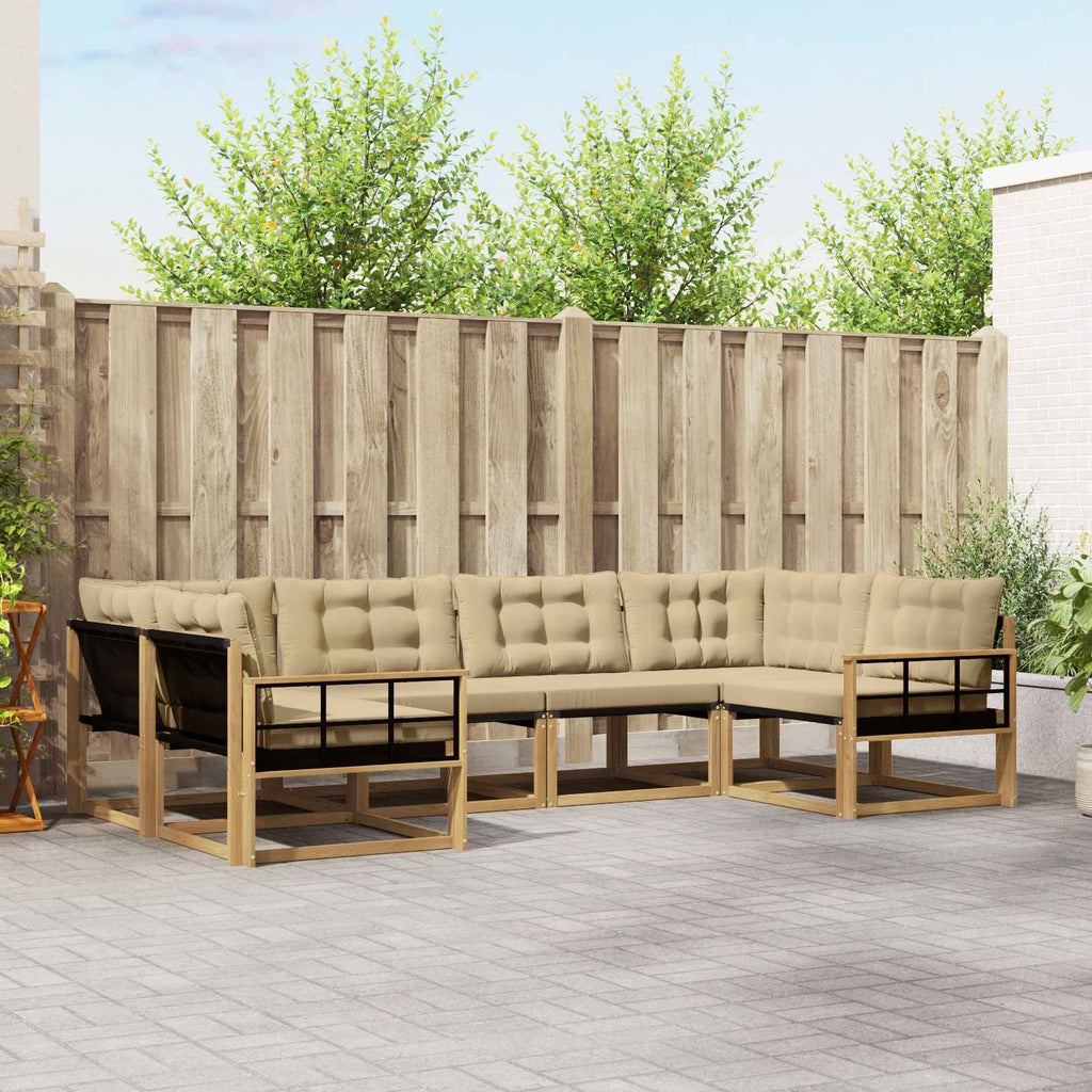 Outdoor-Sofagarnitur mit Kissen 6 pcs Weiß und Beige
