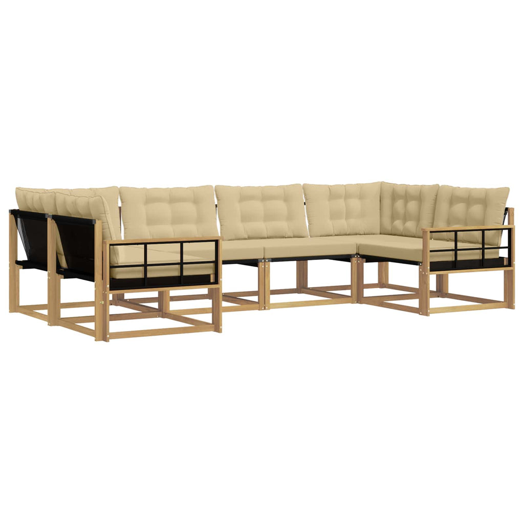 Outdoor-Sofagarnitur mit Kissen 6 pcs Weiß und Beige