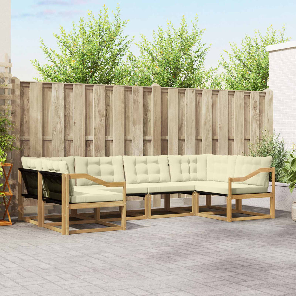 Outdoor-Sofagarnitur mit Kissen 6 pcs Weiß und Creme