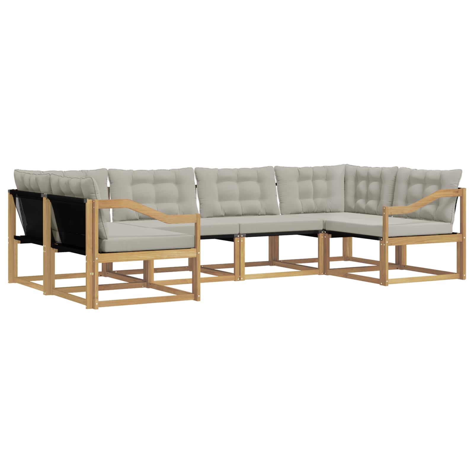 Outdoor-Sofagarnitur mit Kissen 6 pcs Weiß und Hellgrau