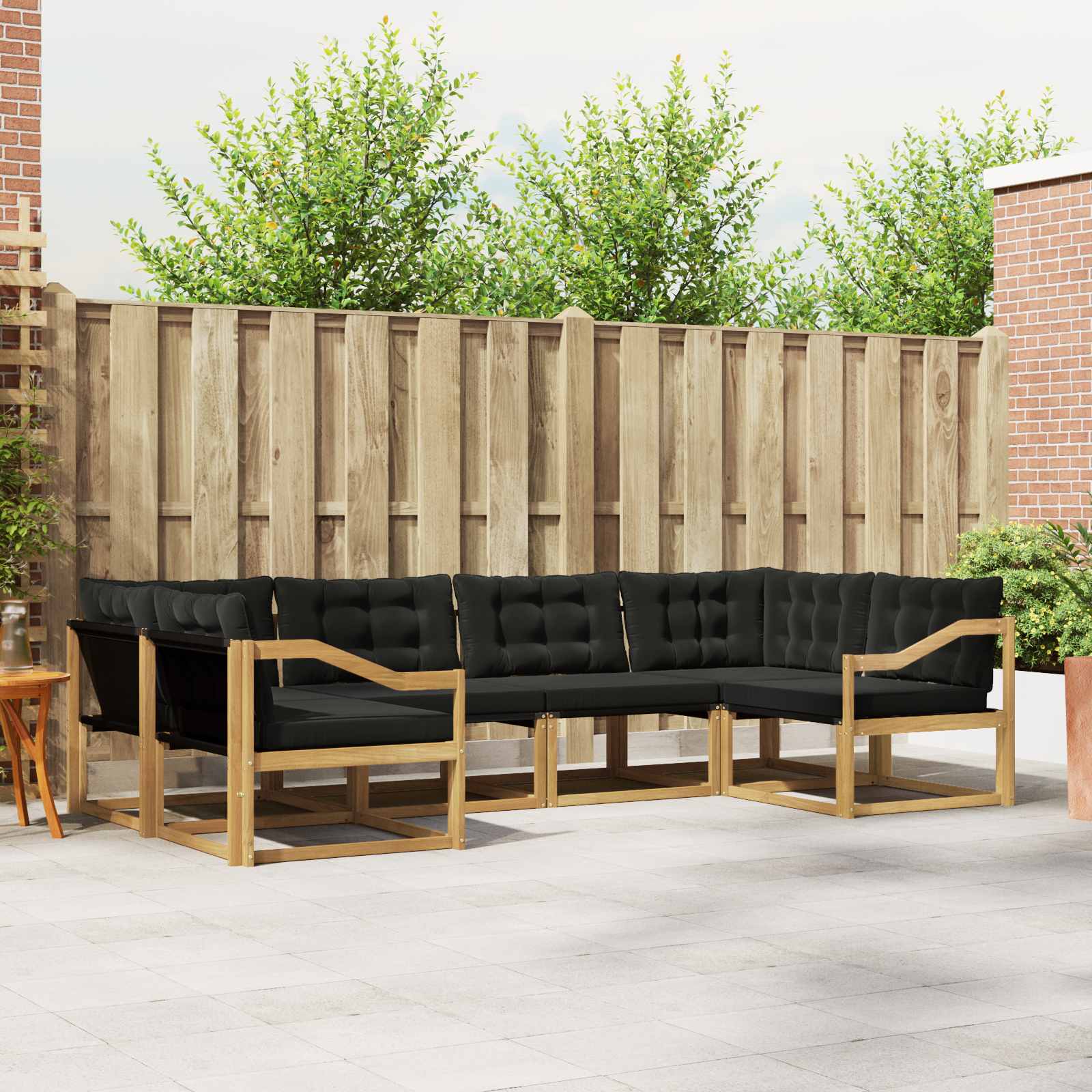 Outdoor-Sofagarnitur mit Kissen 6 pcs Weiß und Schwarz