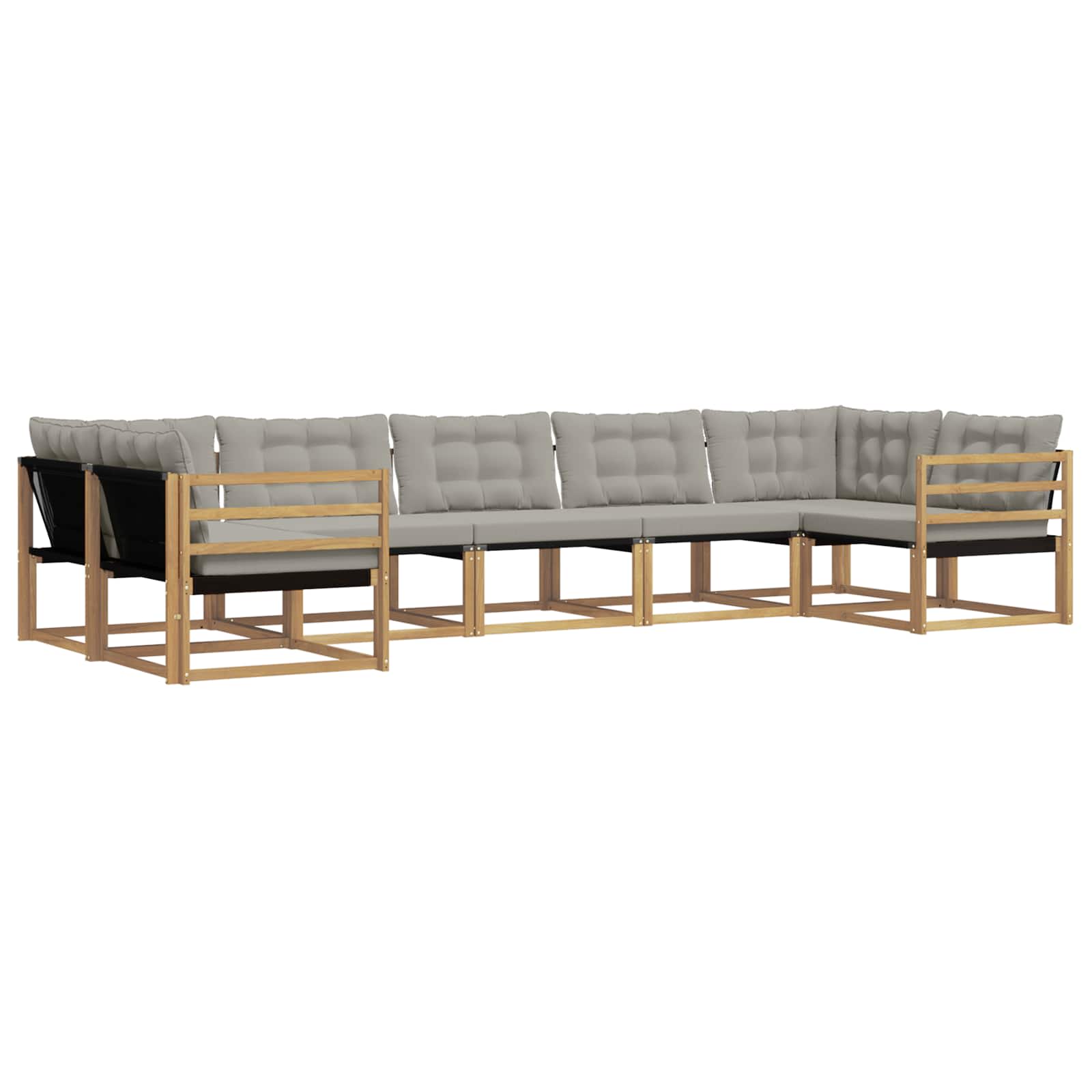 Outdoor-Sofagarnitur mit Kissen 7 pcs Weiß und Hellgrau