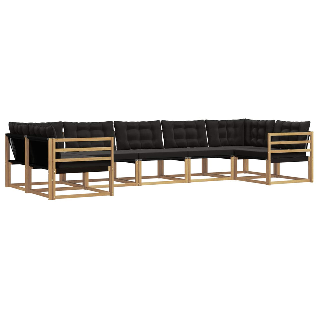Outdoor-Sofagarnitur mit Kissen 7 pcs Weiß und Schwarz