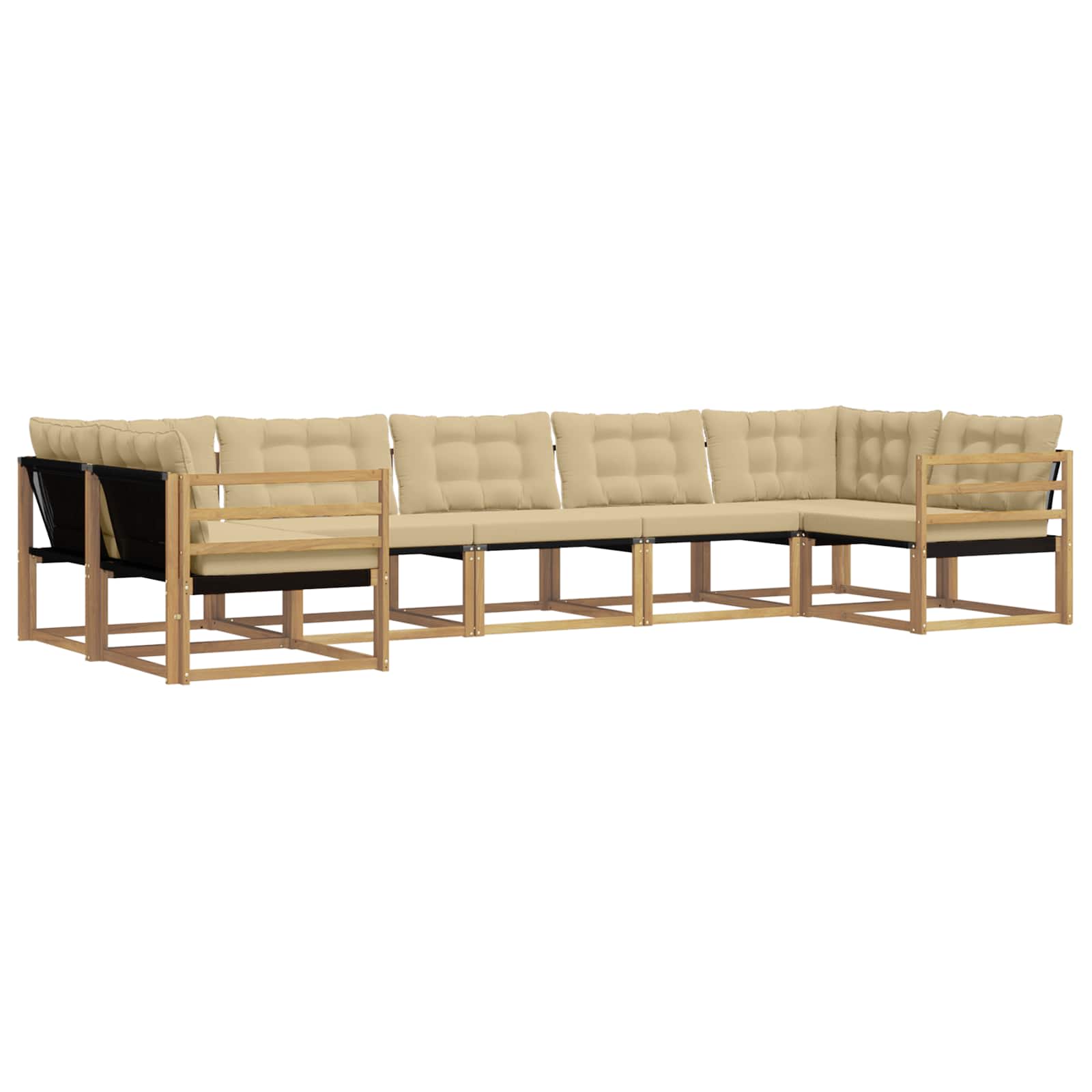 Outdoor-Sofagarnitur mit Kissen 7 pcs Weiß und Beige