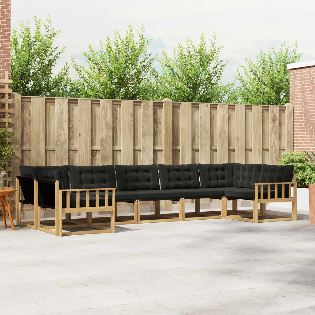 Outdoor-Sofagarnitur mit Kissen 7 pcs Weiß und Schwarz