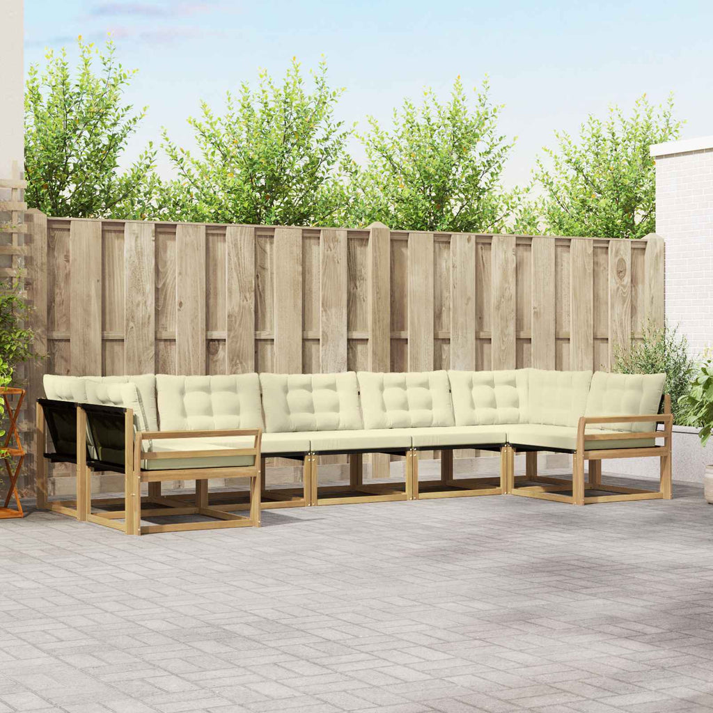 Outdoor-Sofagarnitur mit Kissen 7 pcs Weiß und Creme