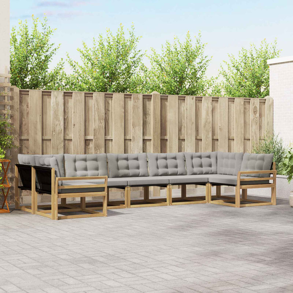 Outdoor-Sofagarnitur mit Kissen 7 pcs Weiß und Hellgrau