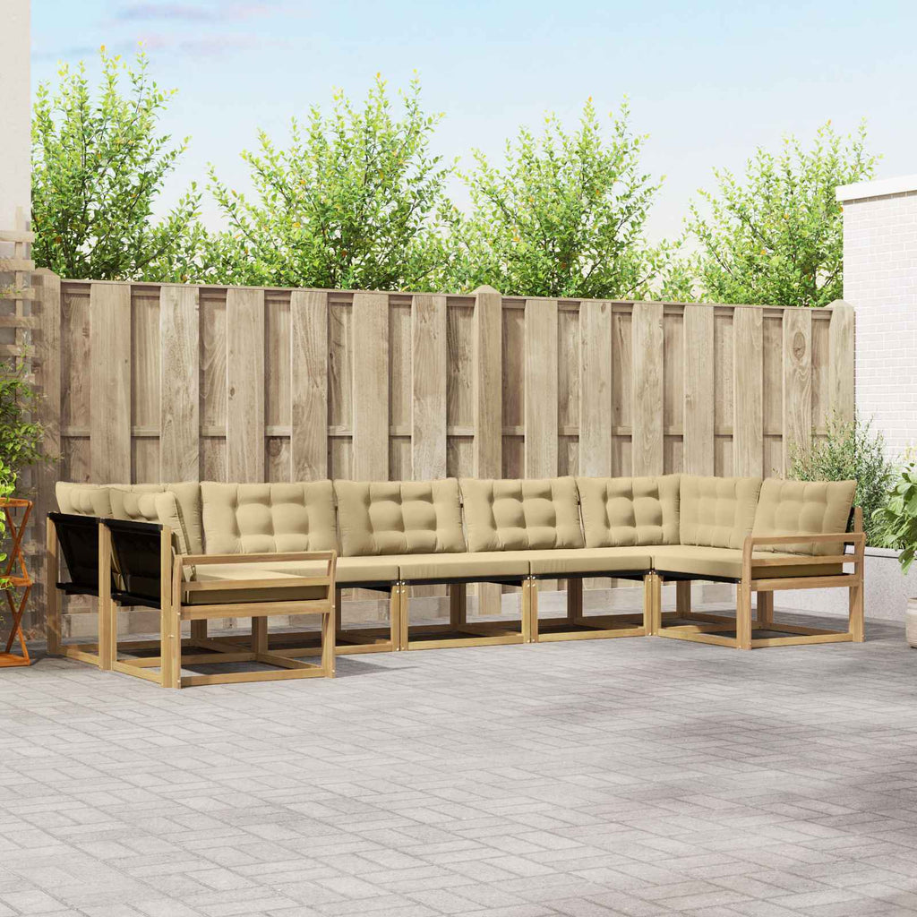 Outdoor-Sofagarnitur mit Kissen 7 pcs Weiß und Beige
