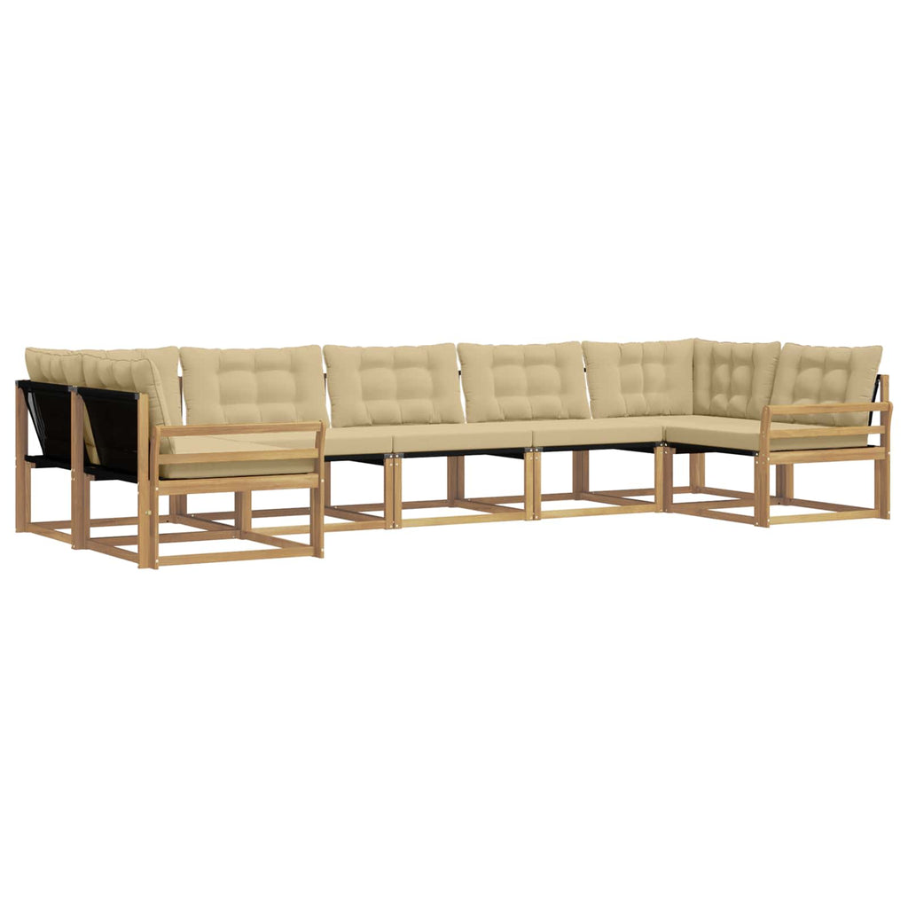 Outdoor-Sofagarnitur mit Kissen 7 pcs Weiß und Beige