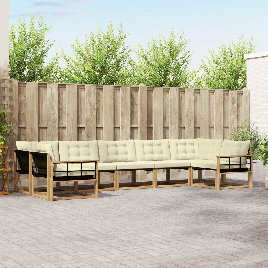 Outdoor-Sofagarnitur mit Kissen 7 pcs Weiß und Creme