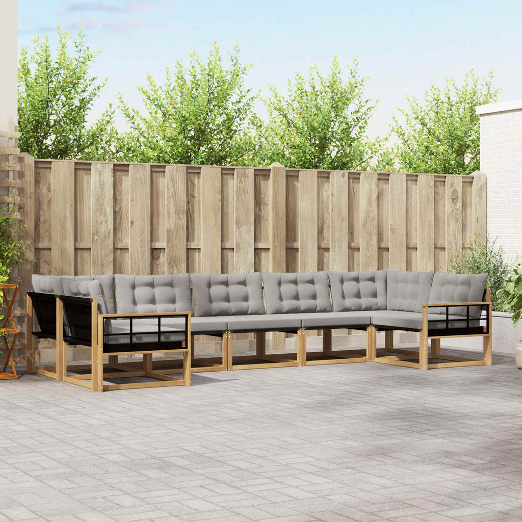 Outdoor-Sofagarnitur mit Kissen 7 pcs Weiß und Hellgrau