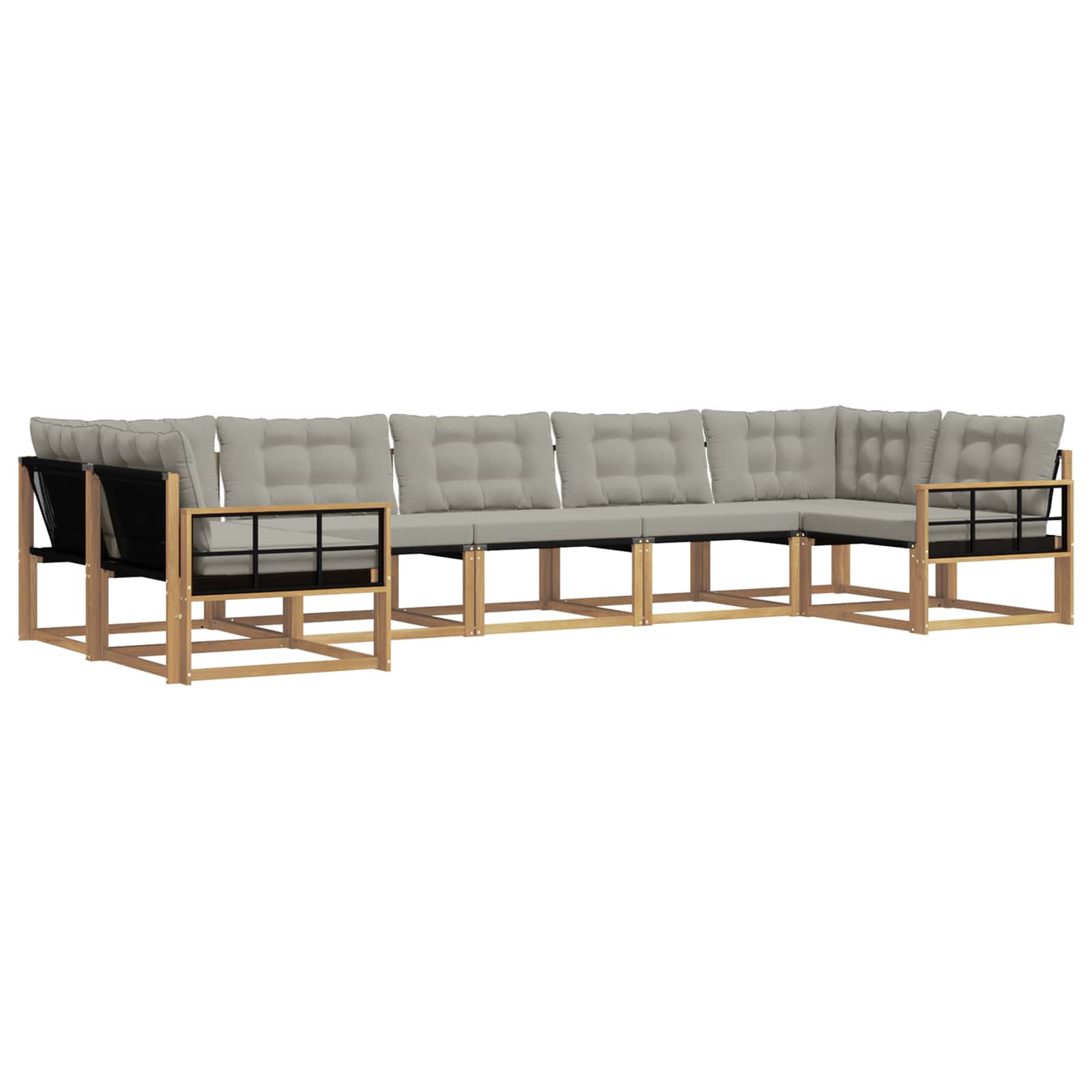 Outdoor-Sofagarnitur mit Kissen 7 pcs Weiß und Hellgrau